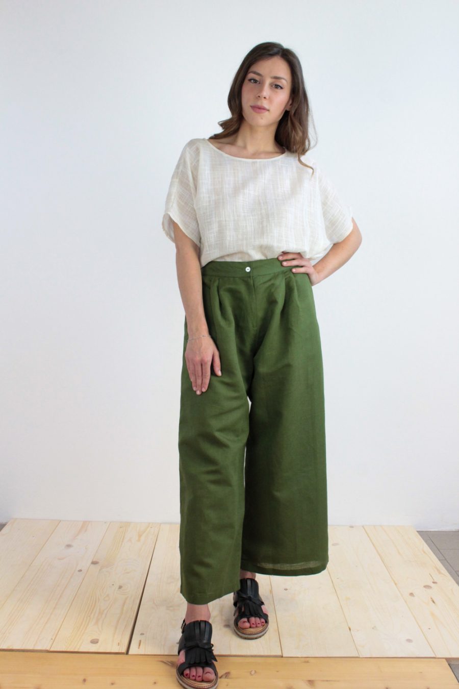 Pantalone Eileen in misto lino e cotone
