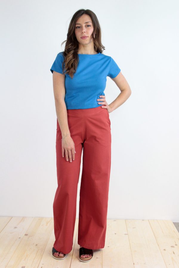 Pantalone Giada in cotone seersucker
