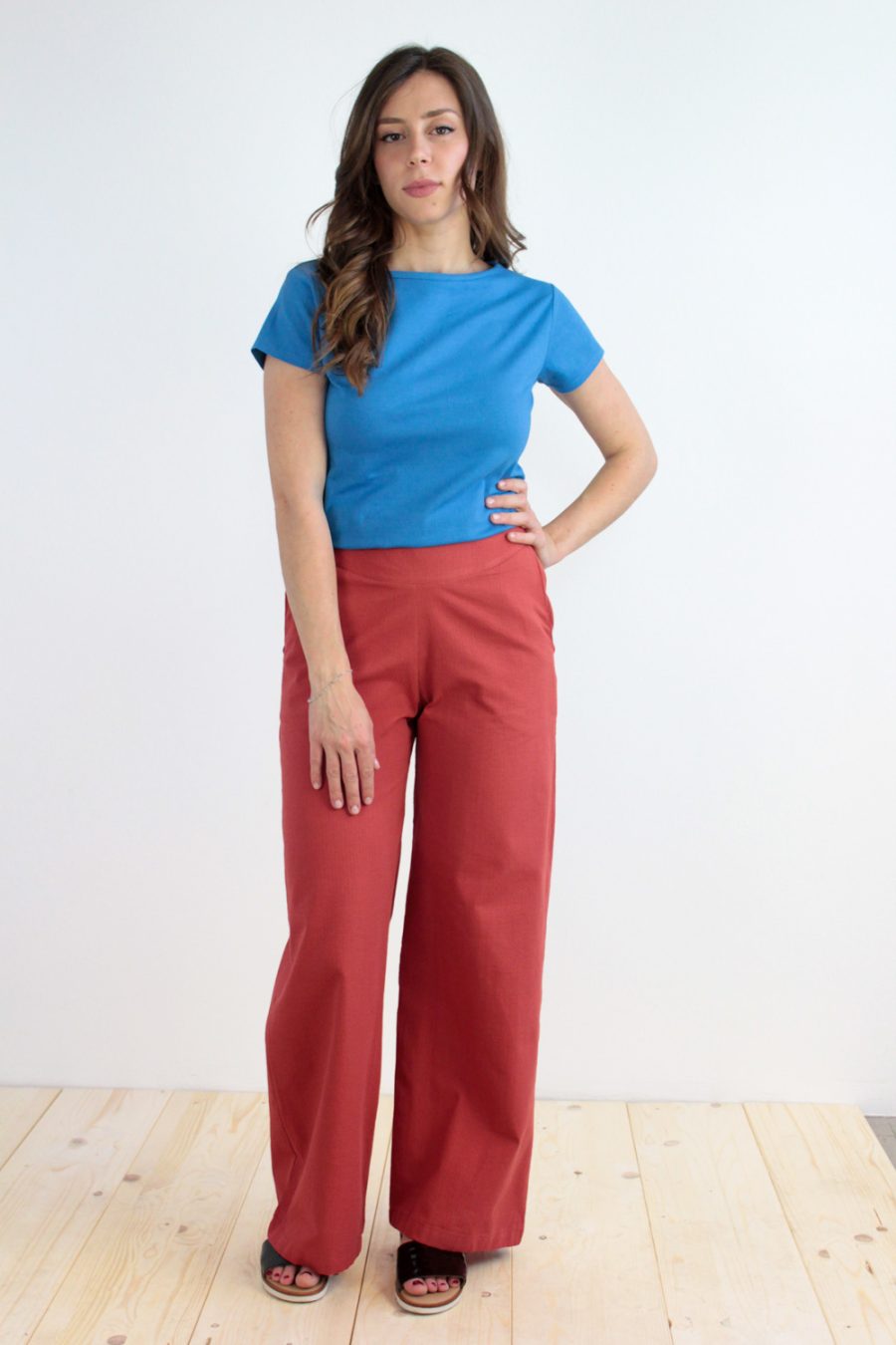 Pantalone Giada in cotone seersucker