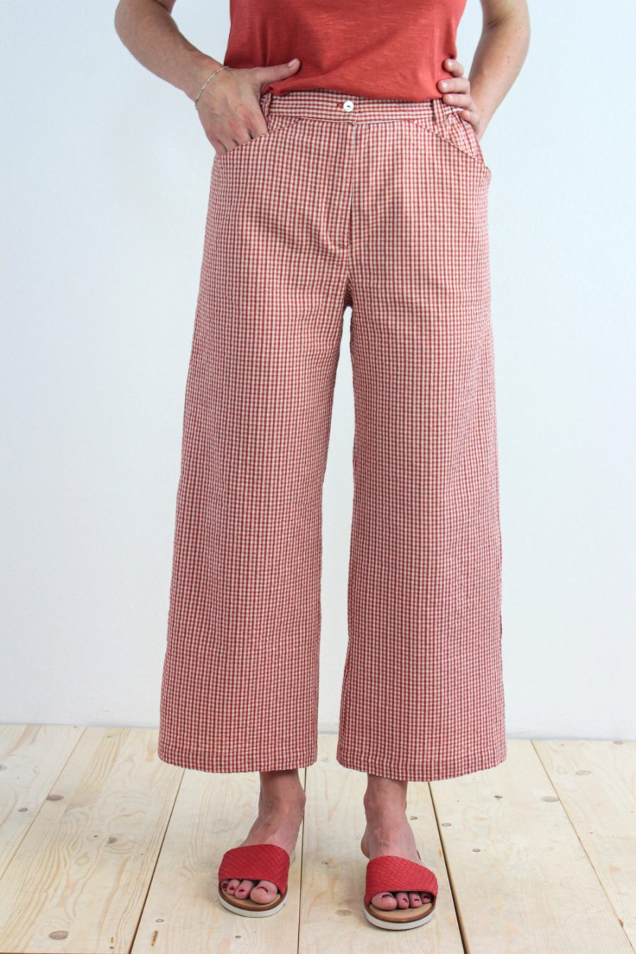 Pantalone Vite in cotone seersucker a scacchi - immagine 3