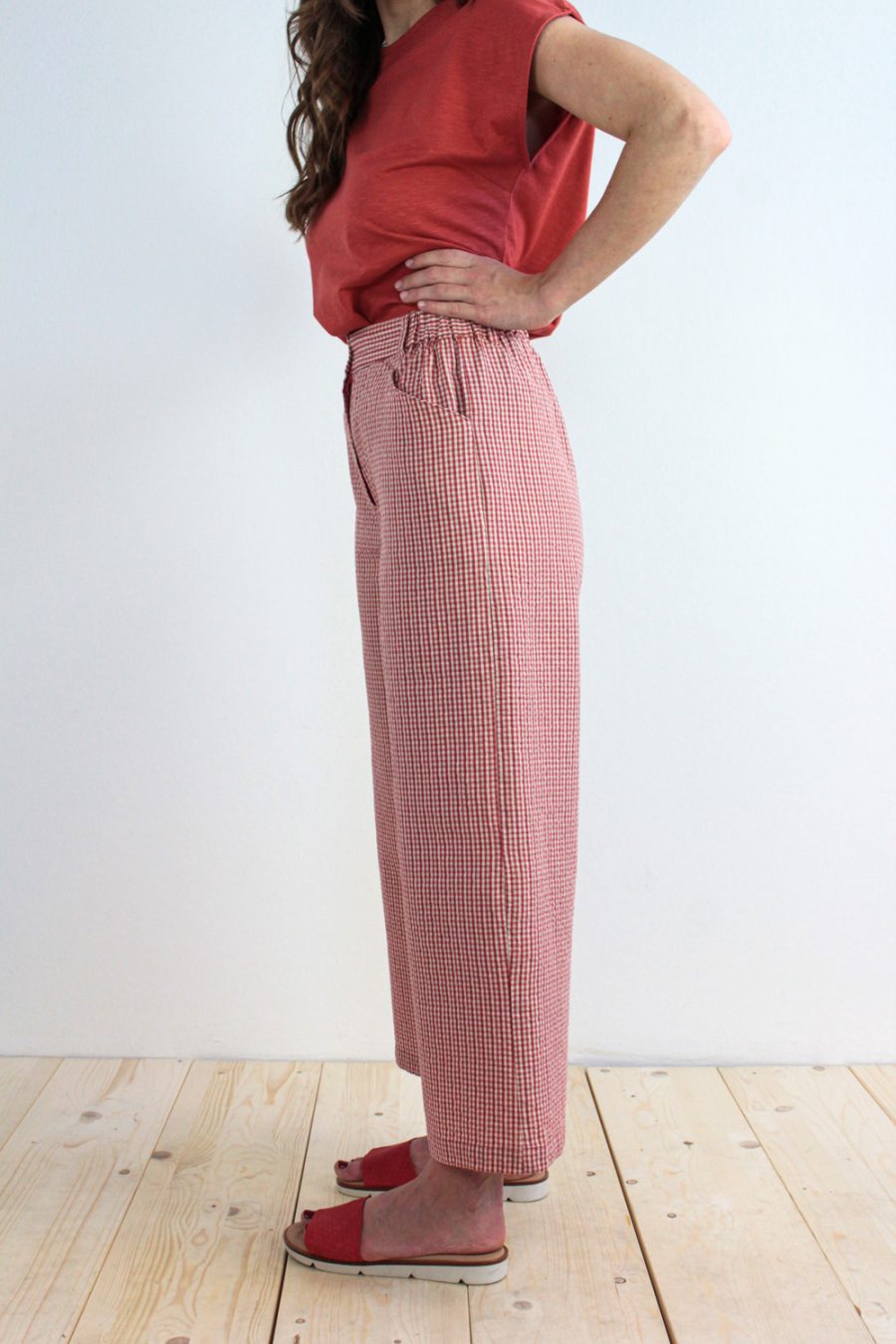 Pantalone Vite in cotone seersucker a scacchi - immagine 5