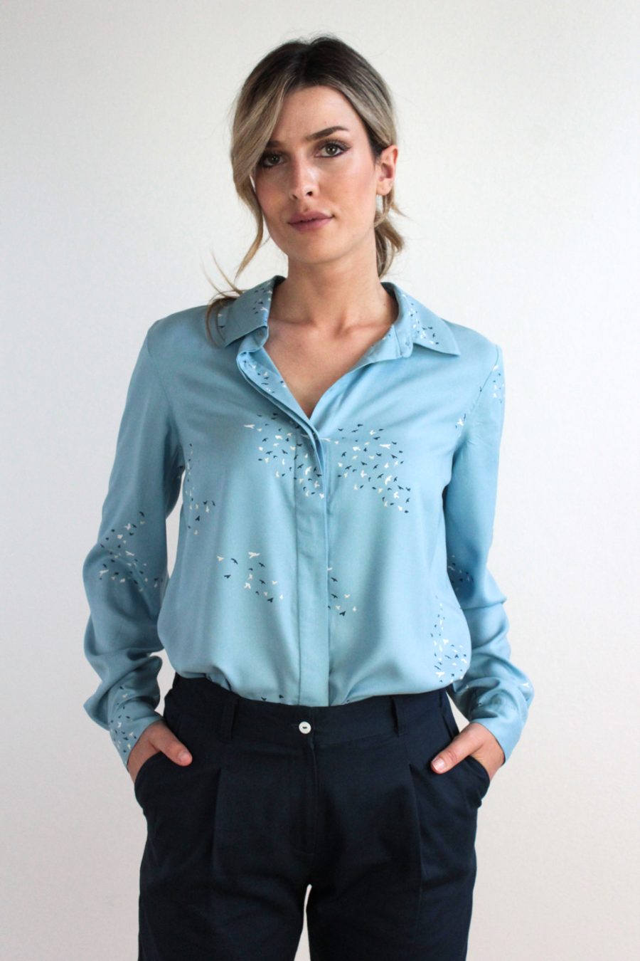 Camicia Alba in viscosa stampata