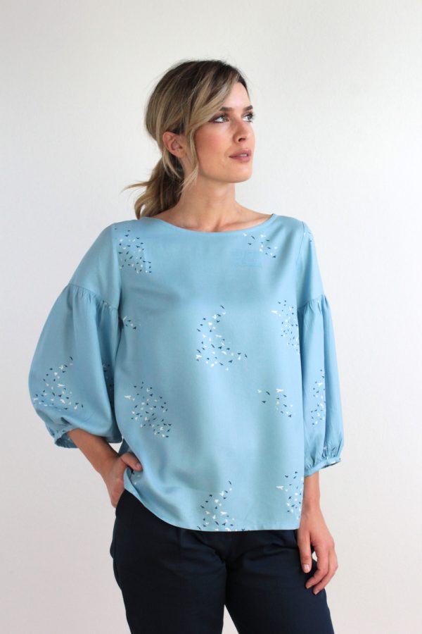 Blusa Forsizia in viscosa stampata