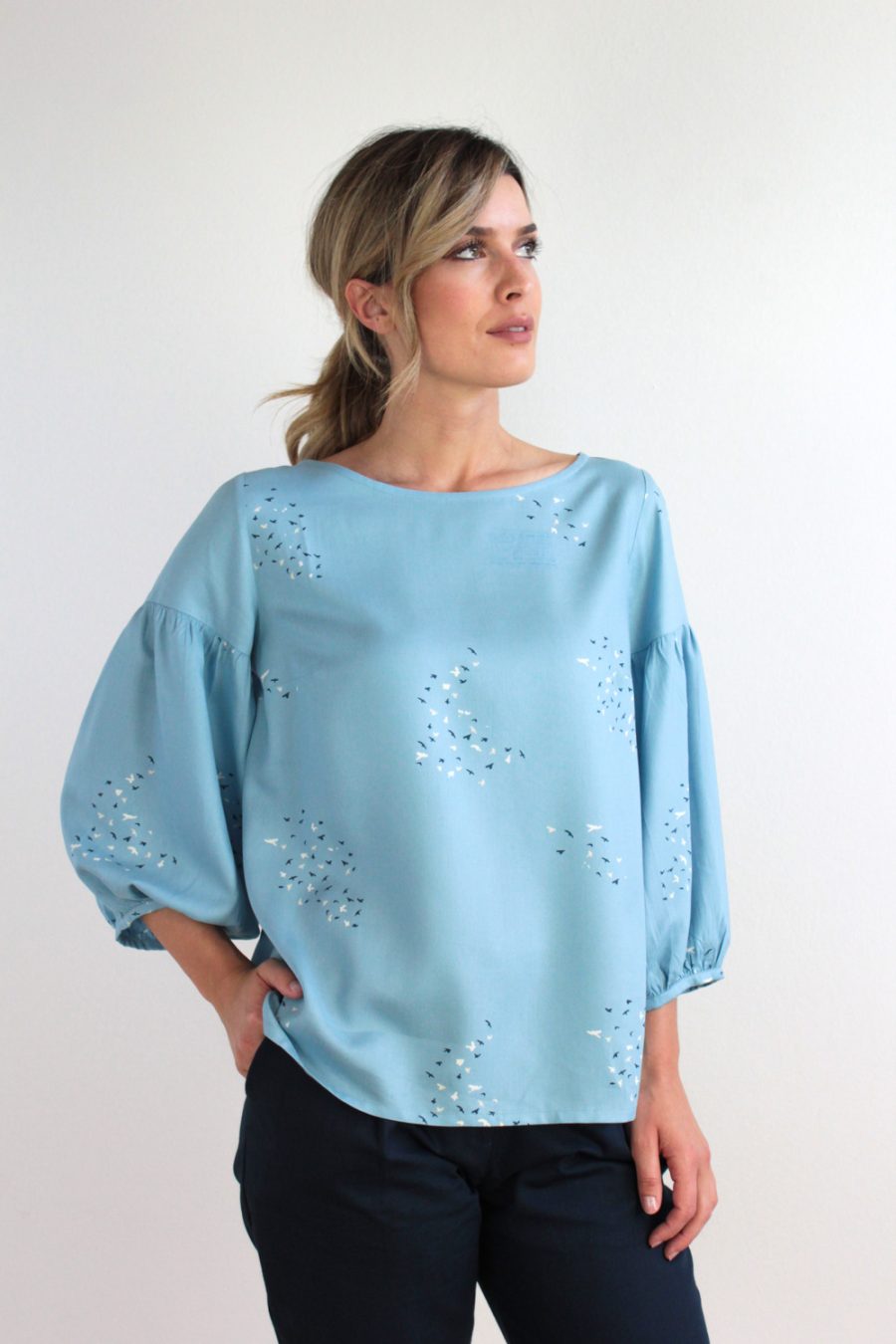 Blusa Forsizia in viscosa stampata