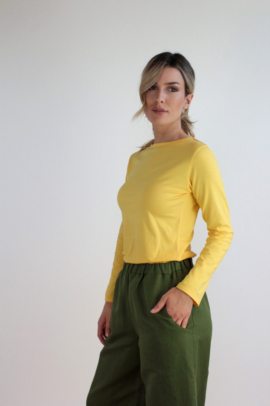 T-shirt Bateau in jersey di cotone biologico stretch - Image 2