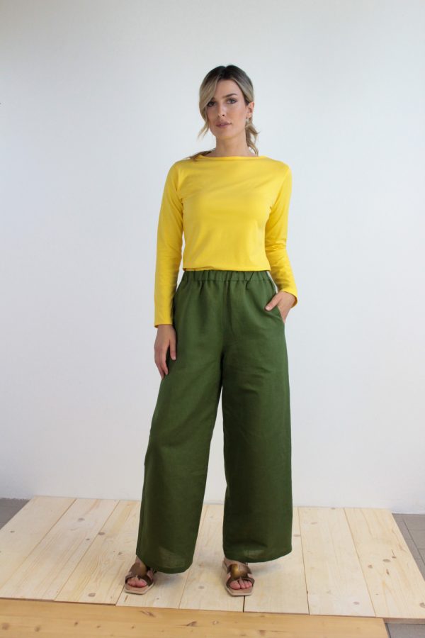 T-shirt Bateau in jersey di cotone biologico stretch