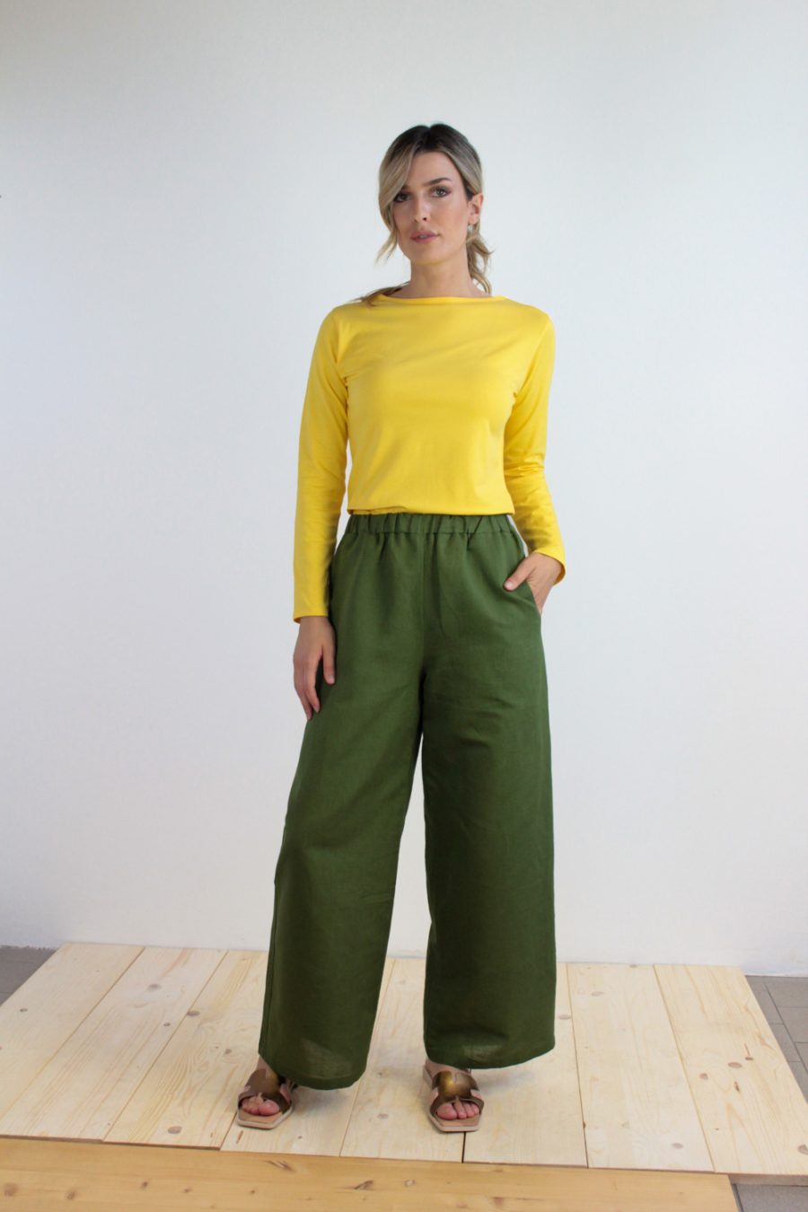 T-shirt Bateau in jersey di cotone biologico stretch