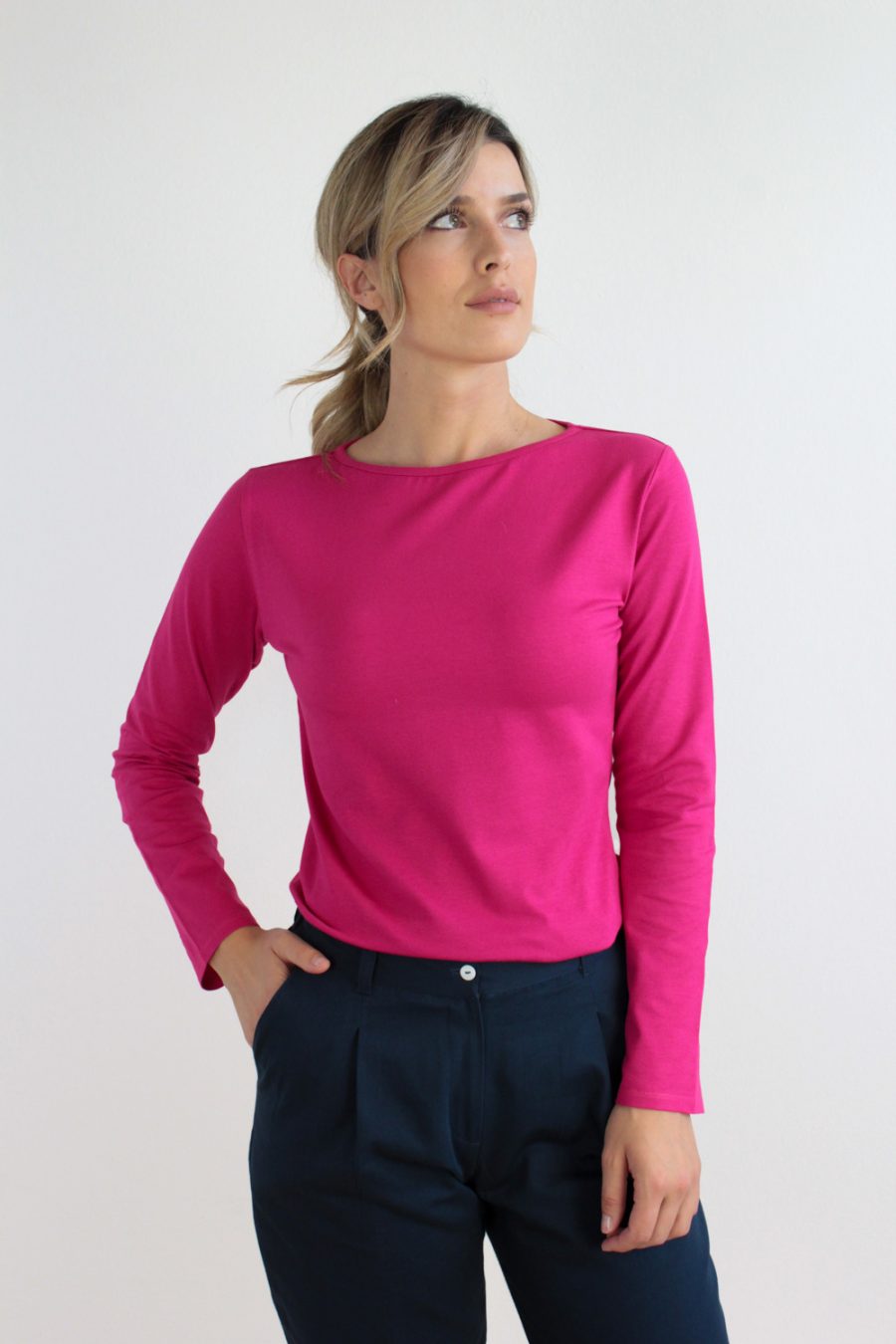 T-shirt Bateau in jersey di cotone biologico stretch - Image 2