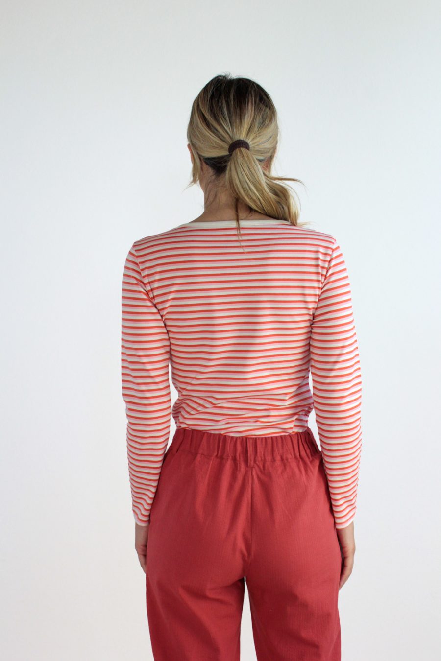 T-shirt Bateau in jersey di cotone biologico stretch a righe - Image 3