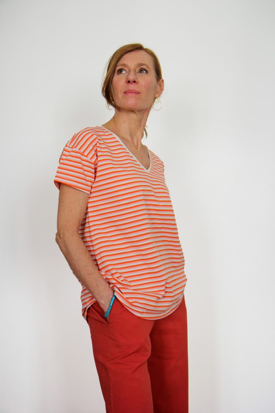 T-shirt Tulsi in jersey di cotone biologico stretch a righe - Image 2