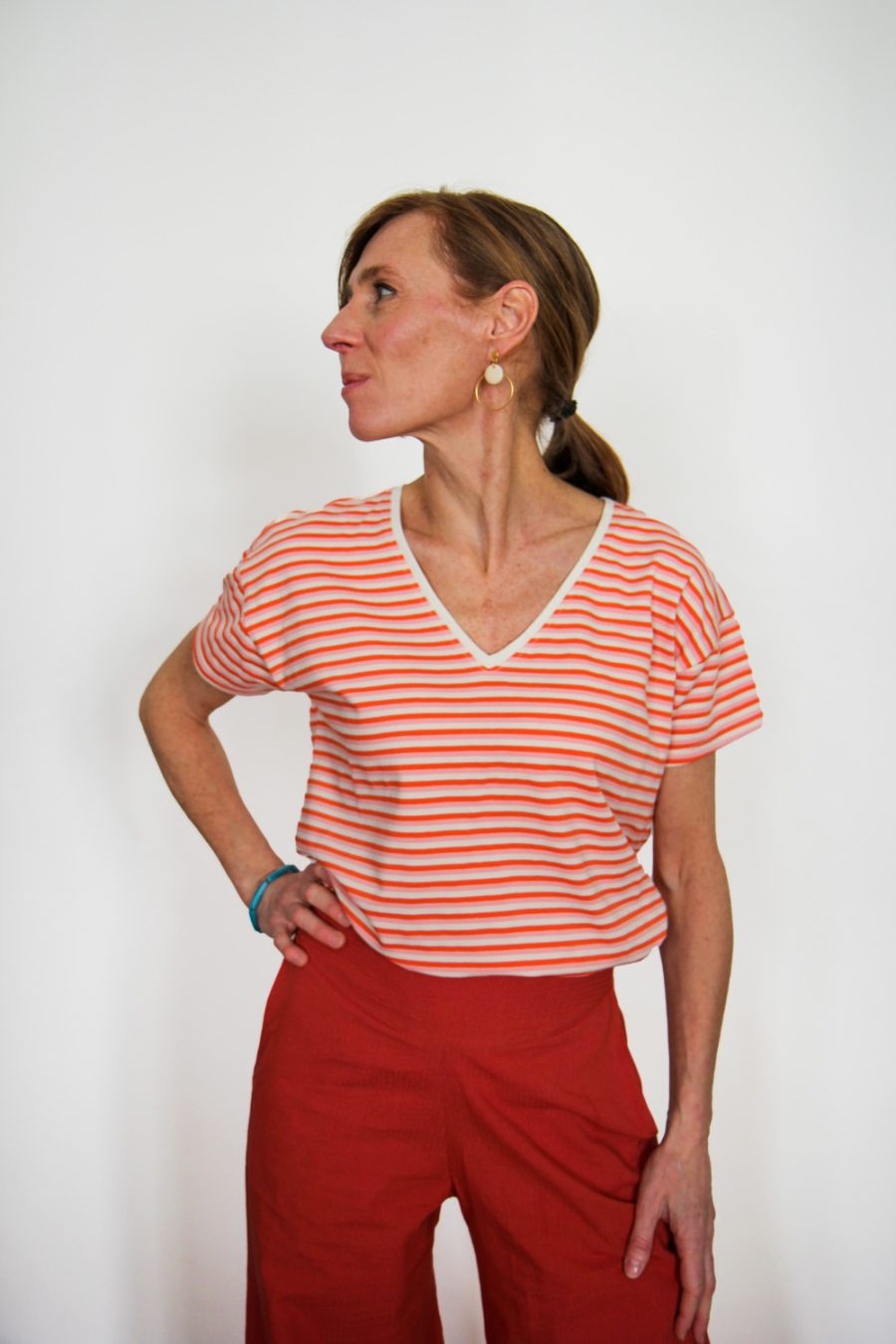 T-shirt Tulsi in jersey di cotone biologico stretch a righe - Image 5