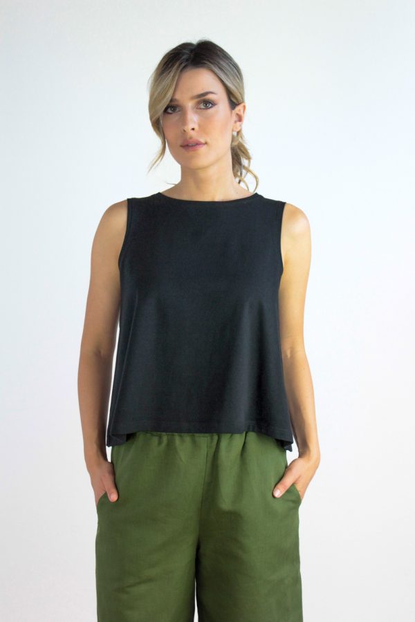 Top Palma in jersey di cotone biologico stretch