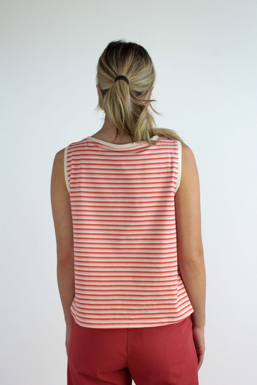 Top Palma in jersey di cotone biologico stretch a righe - Image 2