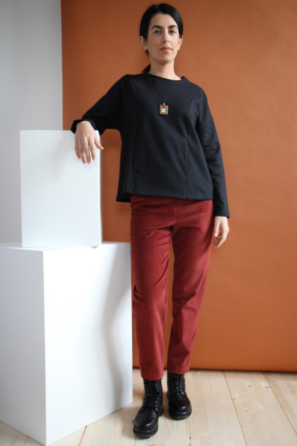 Pantalone Erica in velluto di cotone a coste larghe