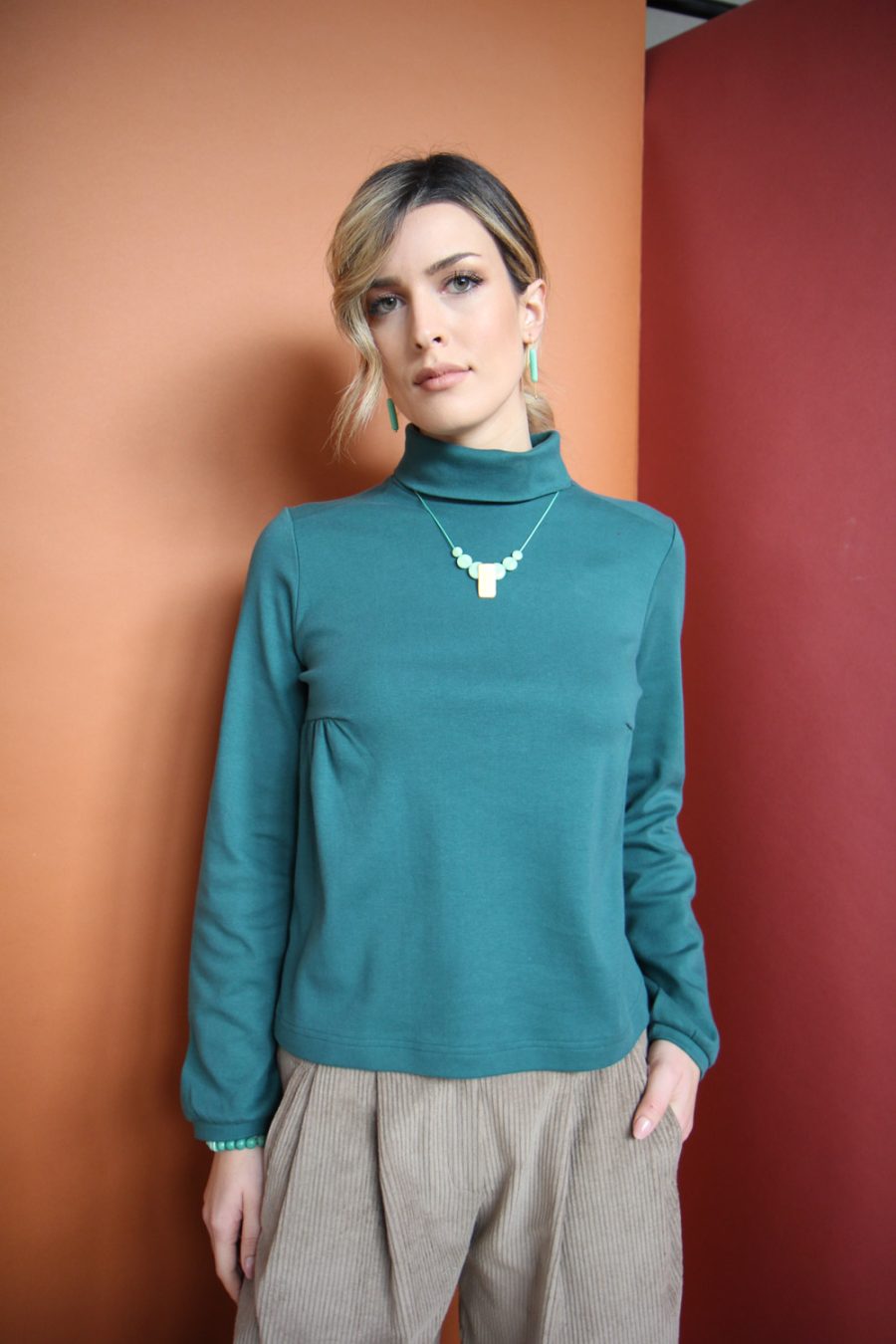 T-shirt lupetto a manica lunga Amelia in cotone interlock biologico - immagine 2