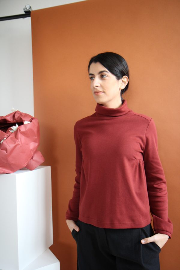 T-shirt lupetto a manica lunga Amelia in cotone interlock biologico