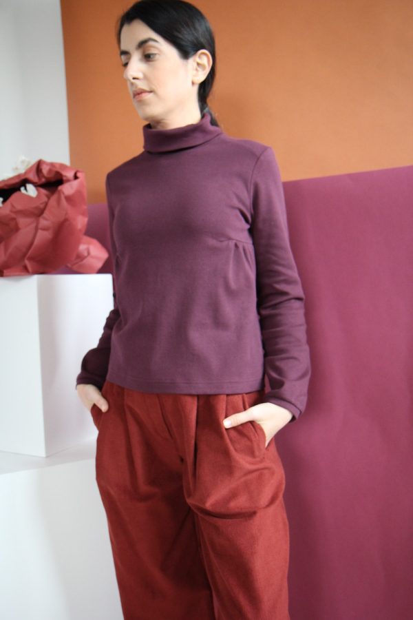 T-shirt lupetto a manica lunga Amelia in cotone interlock biologico