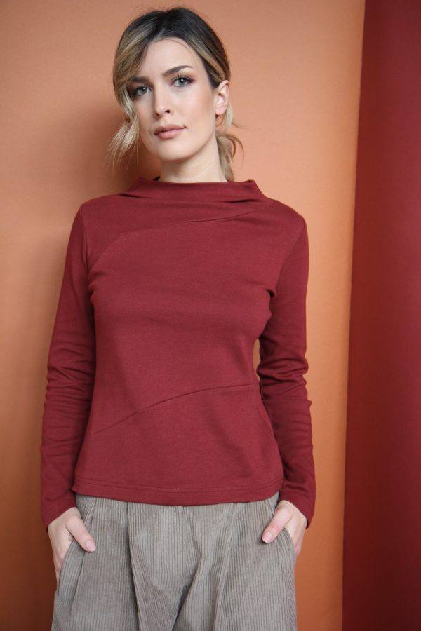 T-shirt a manica lunghe Onde in cotone interlock biologico