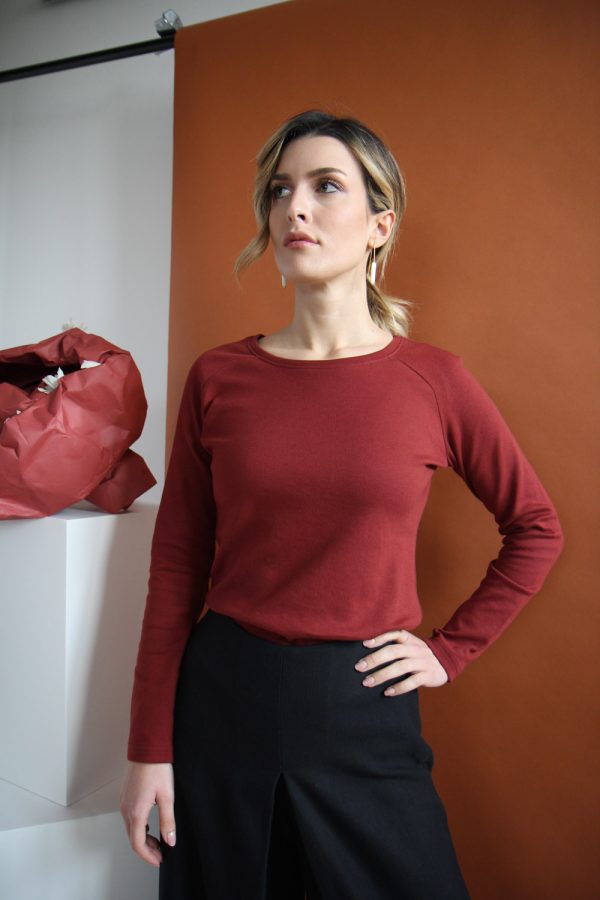 T-shirt a manica lunga Sanchita in cotone interlock biologico