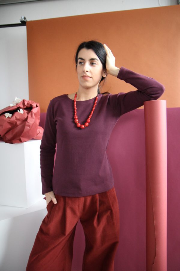 T-shirt a manica lunga Sanchita in cotone interlock biologico