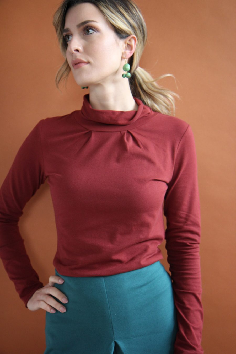 T-shirt a manica lunga Fiore in jersey di cotone biologico stretch - immagine 2