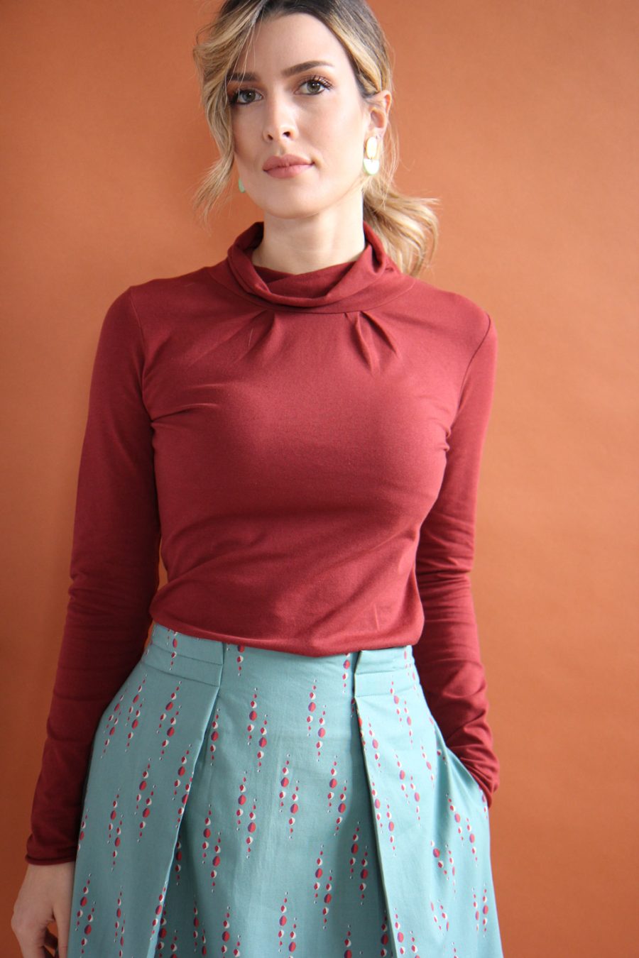 T-shirt a manica lunga Fiore in jersey di cotone biologico stretch