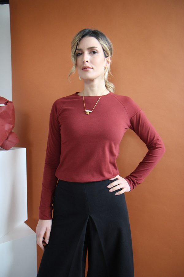T-shirt a manica lunga Lucia in jersey di cotone biologico stretch