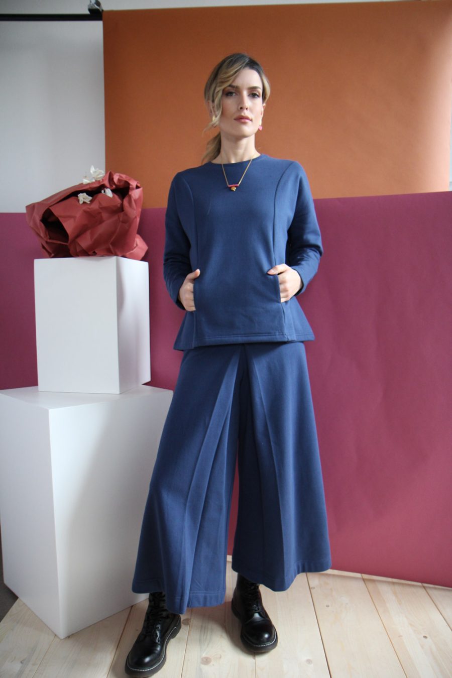 Pantalone Vele in felpa di cotone biologico