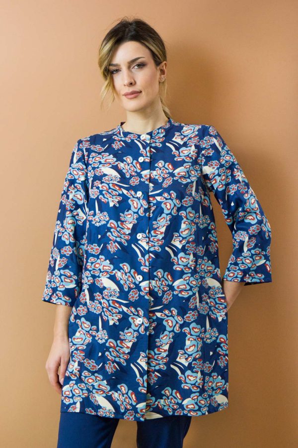 Camicia lunga Camomilla in viscosa stampata