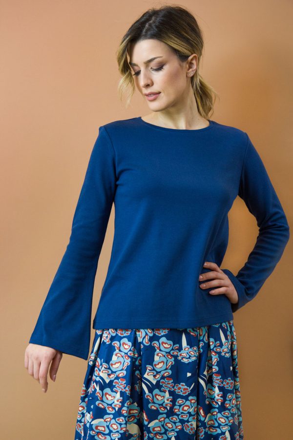 T-shirt a manica lunga Amarillo in cotone interlock biologico