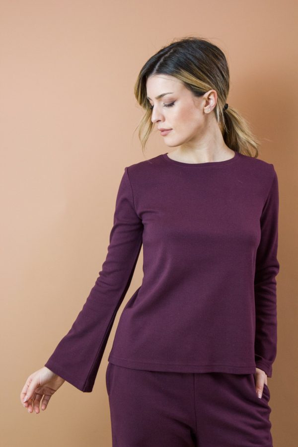 T-shirt a manica lunga Amarillo in cotone interlock biologico
