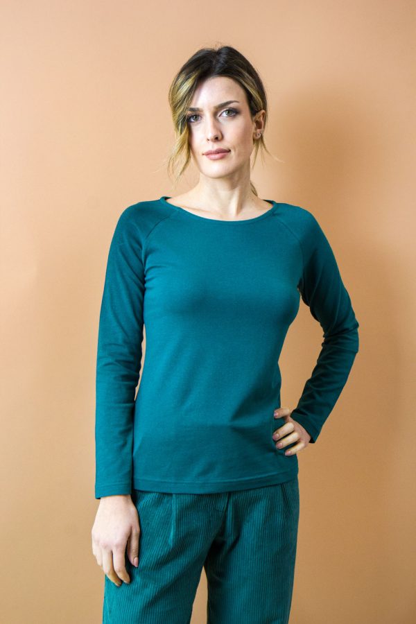 T-shirt a manica lunga Aneto in jersey di cotone biologico stretch