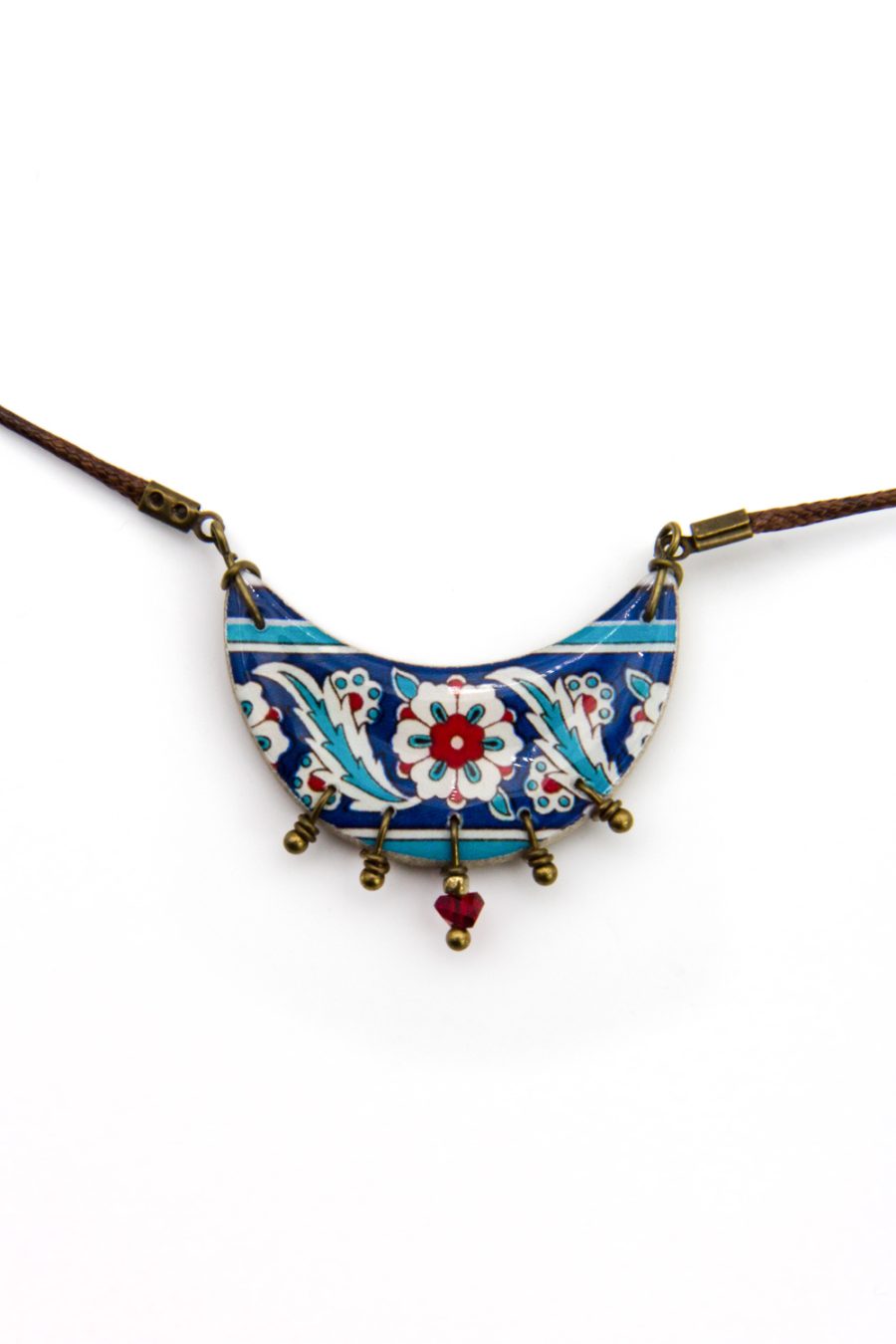 Collana con ciondolo mezza luna in ceramica decorata Arshia - immagine 2