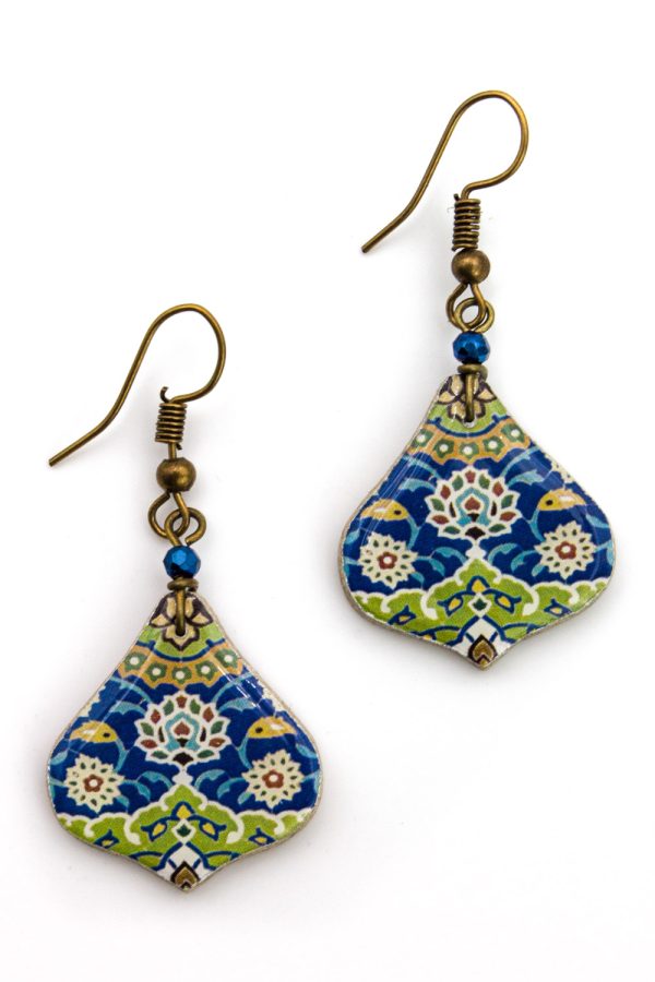 Orecchini pendenti arabesco in ceramica decorata Qais