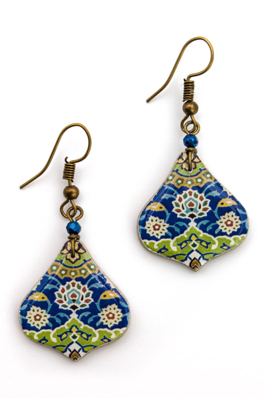Orecchini pendenti arabesco in ceramica decorata Qais