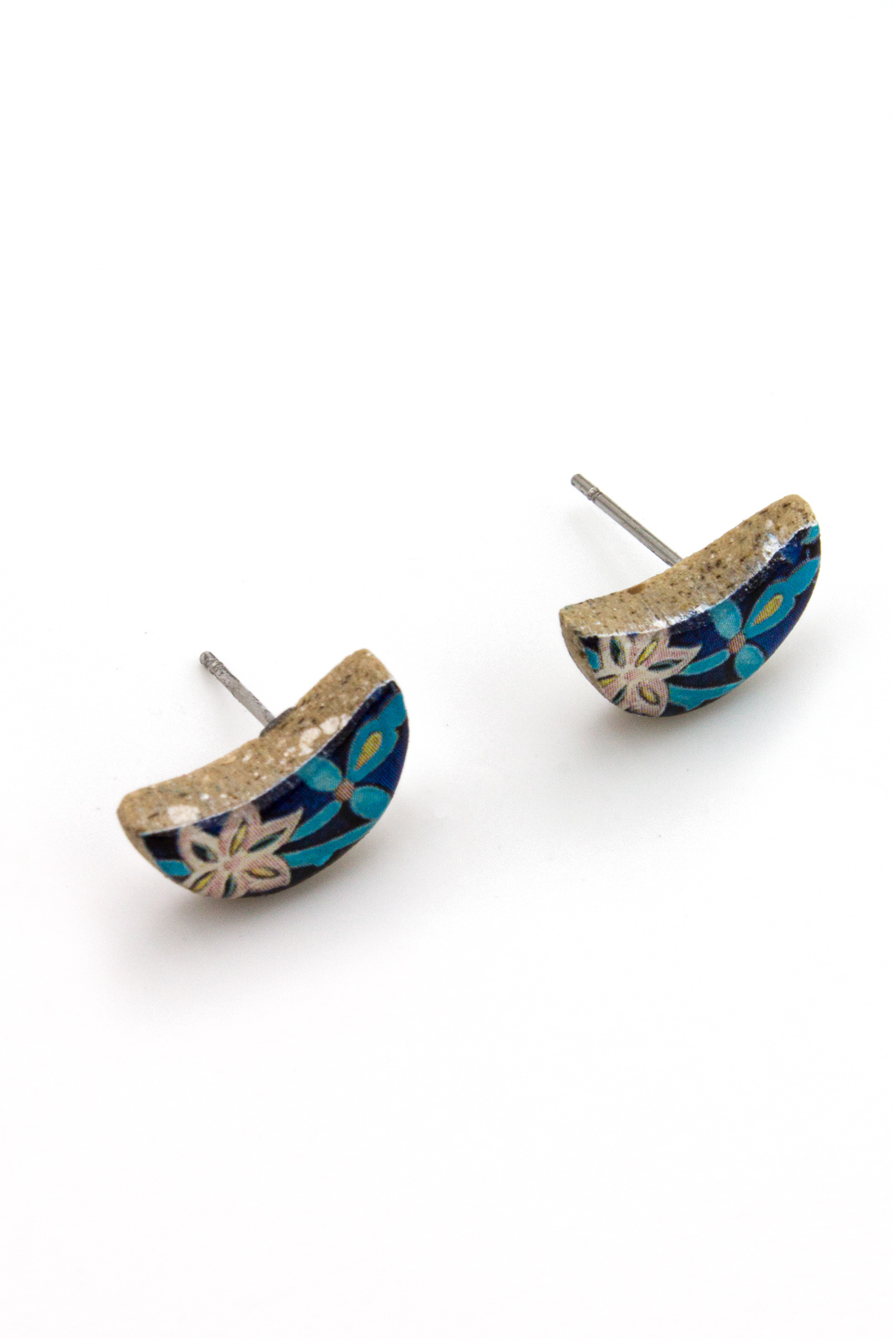 Orecchini A Clip Mezza Luna In Ottone Placcato Oro E Argento – Intreccio Di Perline – Per Donne Con Orecchie Non Forate
