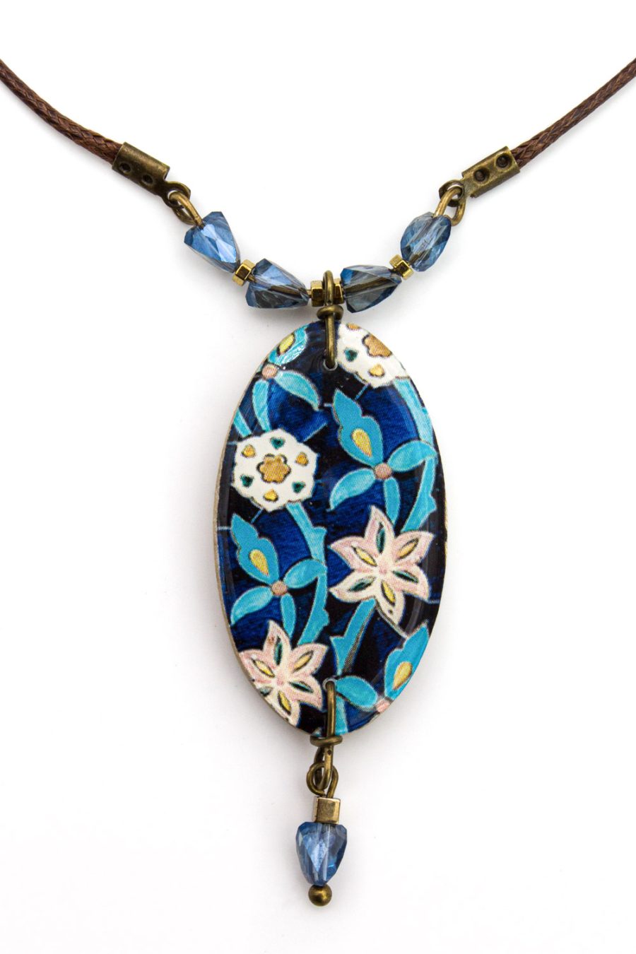 Collana con ciondolo ovale in ceramica decorata Shirin