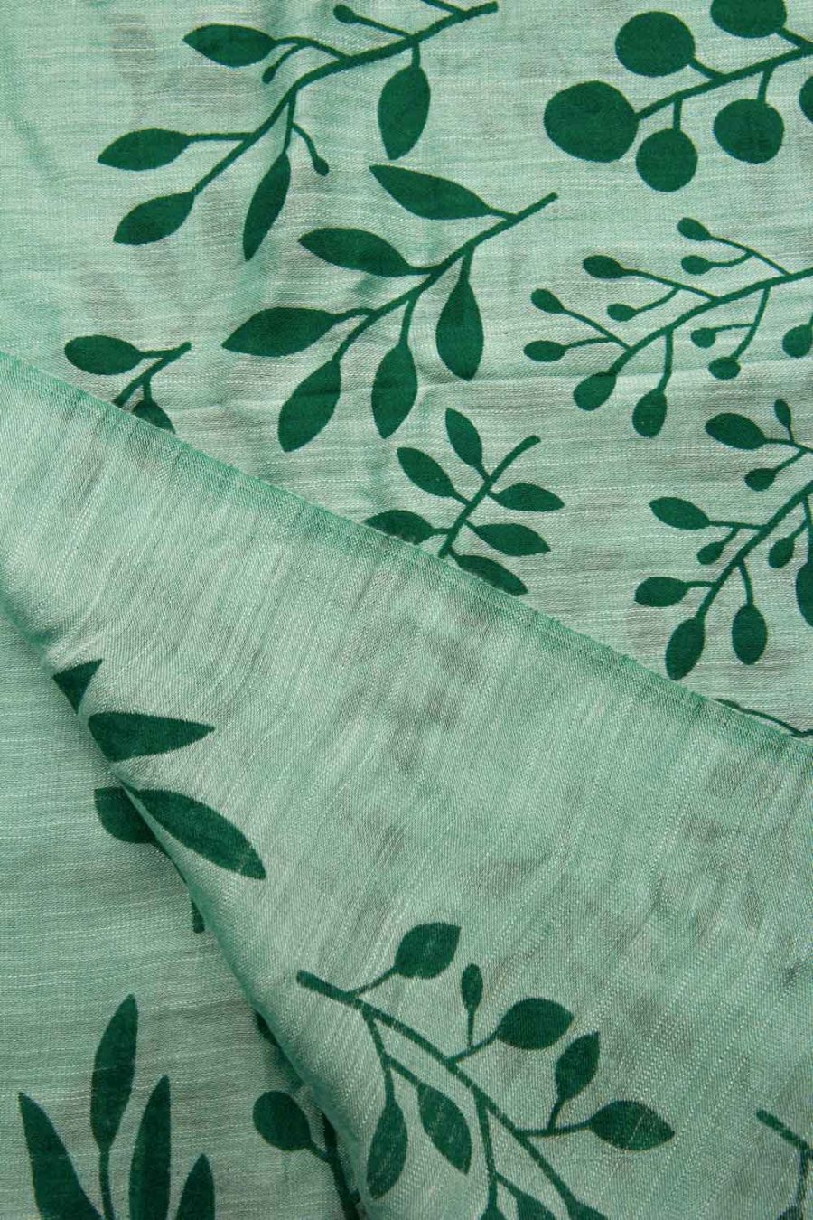 Sciarpa in cotone e seta stampa Spirale Fiori, verde menta - immagine 2