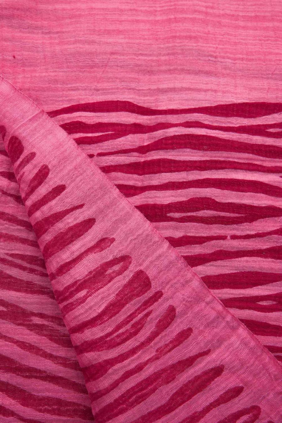 Sciarpa in cotone e seta stampa Onde, fragola - immagine 2