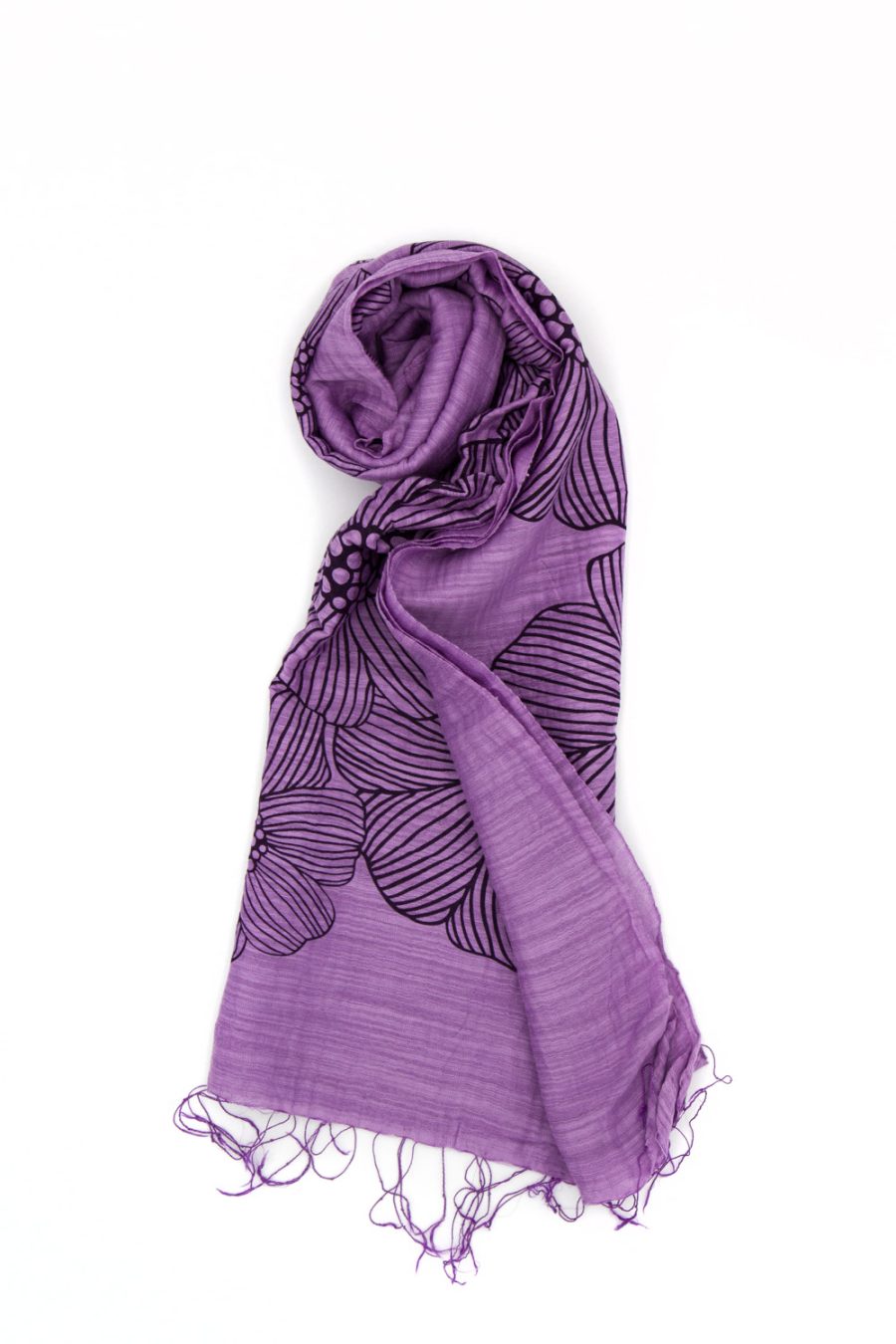 sciarpa in cotone e seta stampa Anemone, lavanda - immagine 2