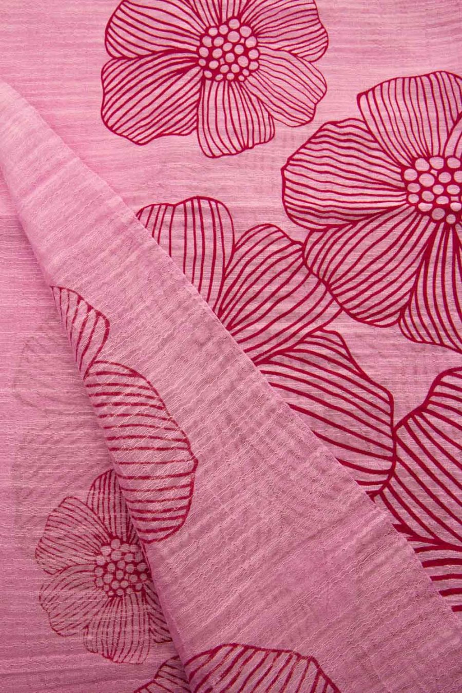 sciarpa in cotone e seta stampa Anemone, rosa - immagine 2