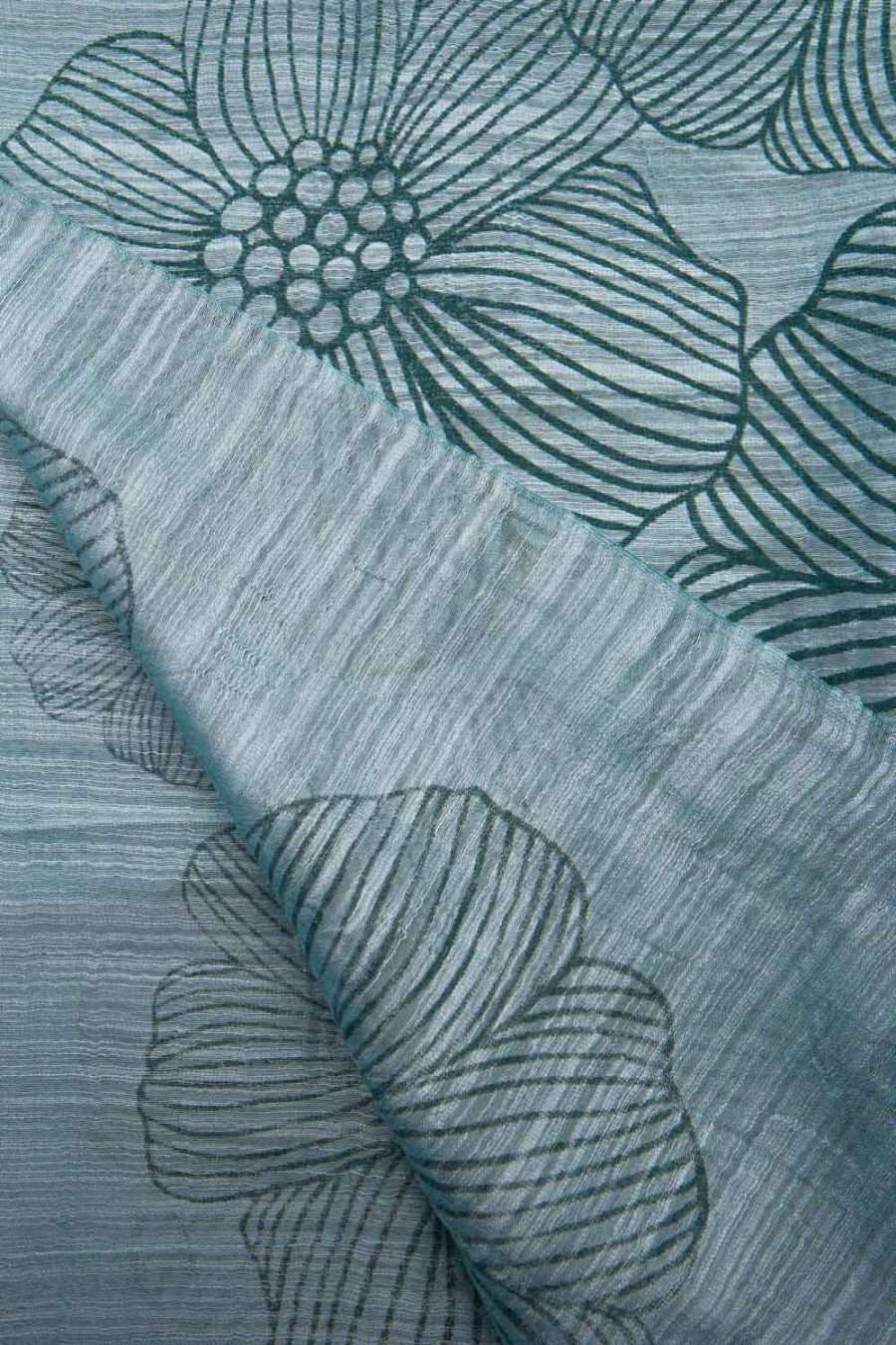 sciarpa in cotone e seta stampa Anemone, azzurro cielo - immagine 2