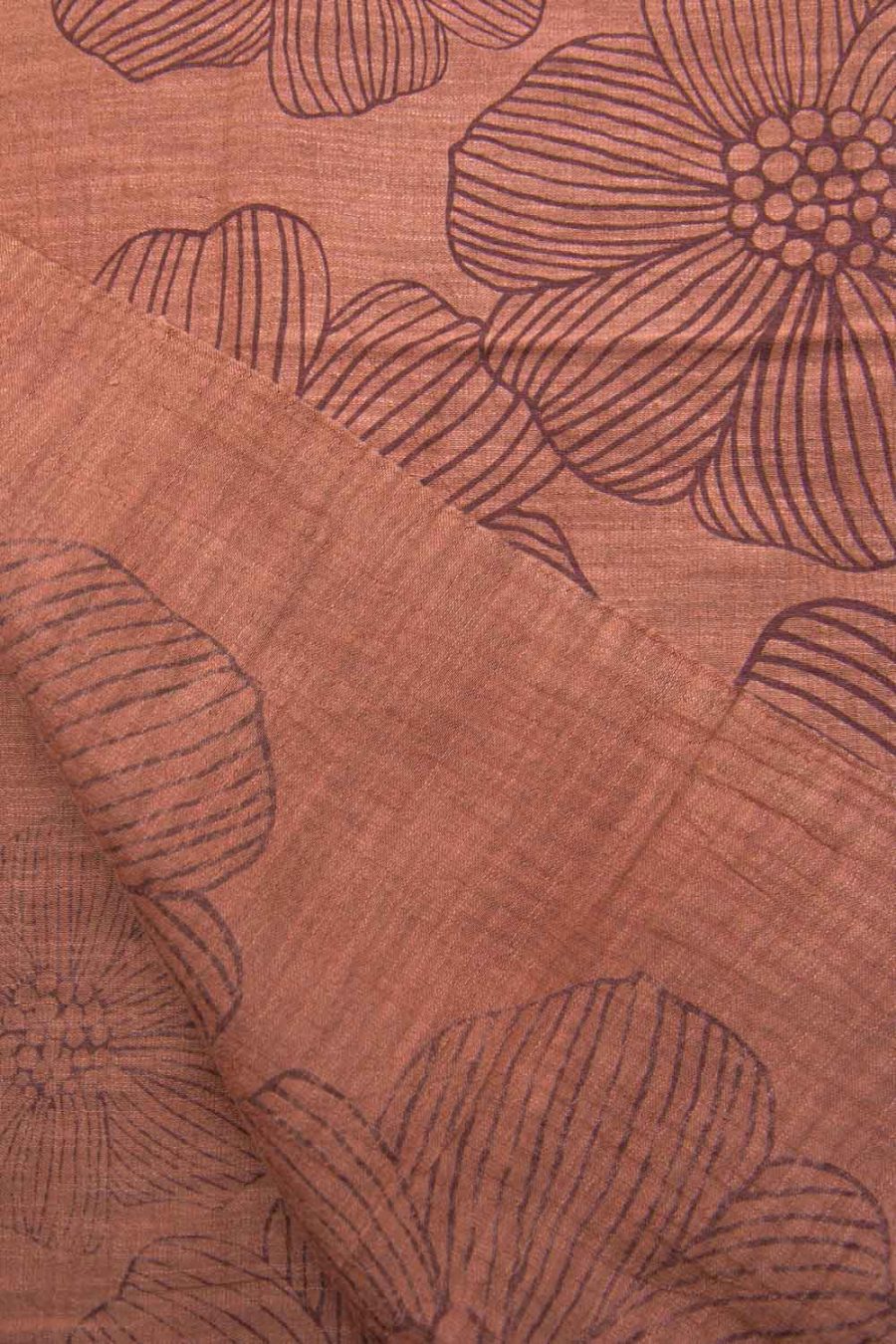 sciarpa in cotone e seta stampa Anemone, ginger - immagine 2