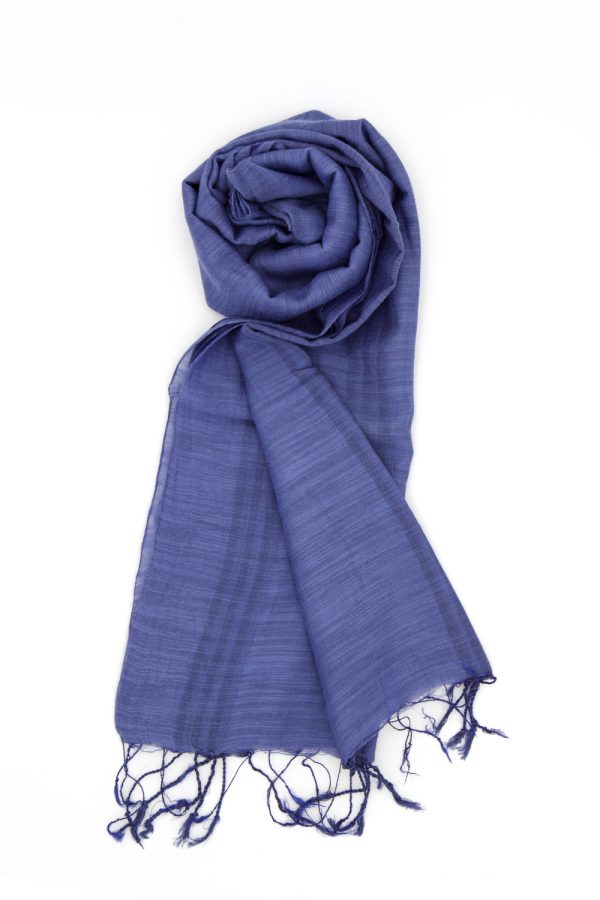 Sciarpa in cotone e seta, bluette
