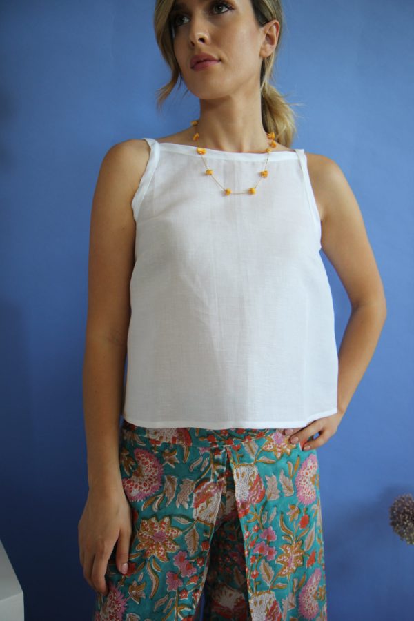 Top Adele in misto lino e cotone