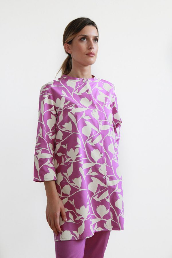 Camicia lunga Camomilla in cotone stampato