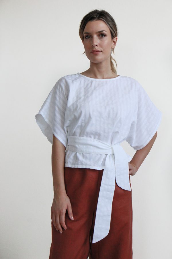 Blusa Gardenia in cotone seersucker