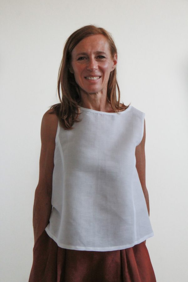 Top Mughetto in misto lino e cotone