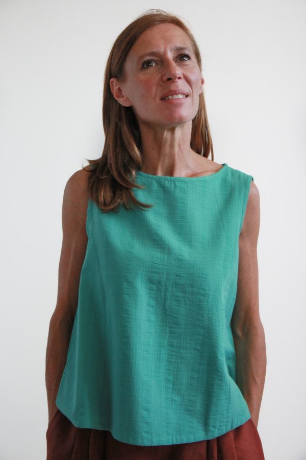 Top Mughetto in cotone seersucker