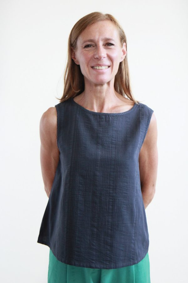 Top Mughetto in cotone seersucker